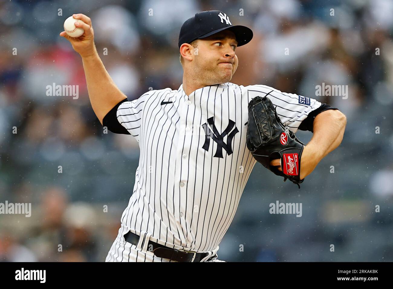 BRONX, NY - AUGUST 24: Michael King #34 of the New York Yankees pitches  during the first inning of the Major League Baseball game against the  Washington Nationals on August 24, 2023