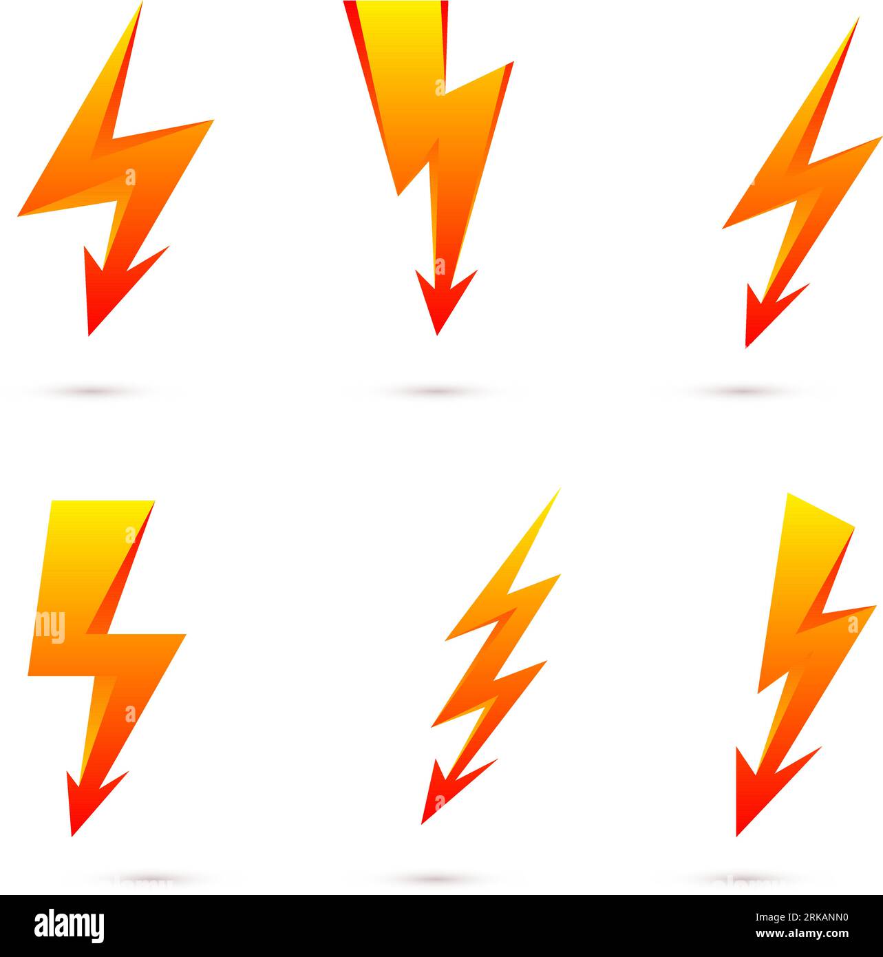 Lightning bolt signs. Yellow lightning bolt stickers. Vector