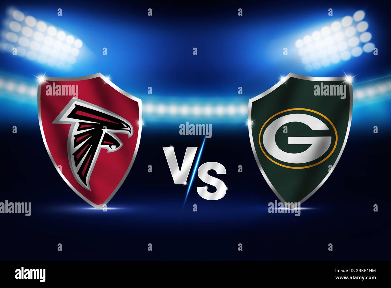 Falcons Vs Packers football match fixture backdrop with waving flag
