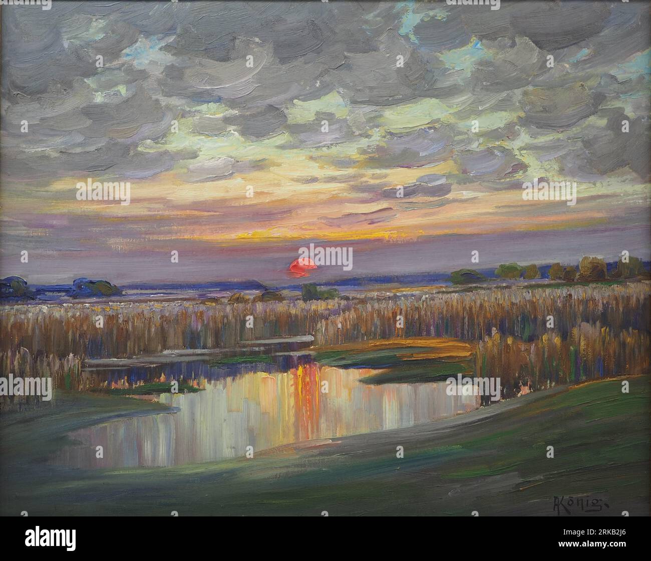 Sunset at the Lake circa 1925 by Albert König Stock Photo