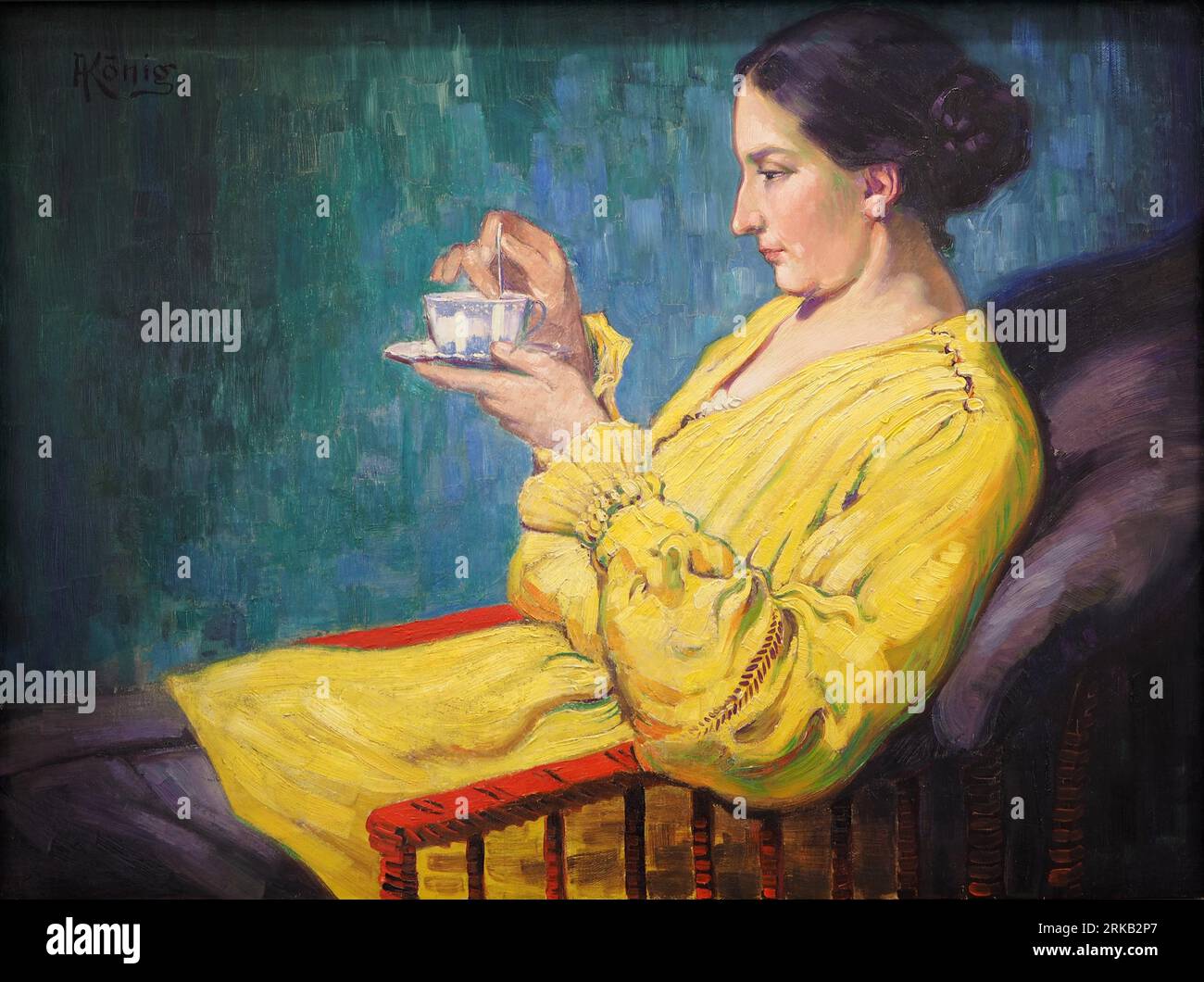 Woman with Tea Cup (Dorothea König) circa 1920/1930 by Albert König Stock Photo