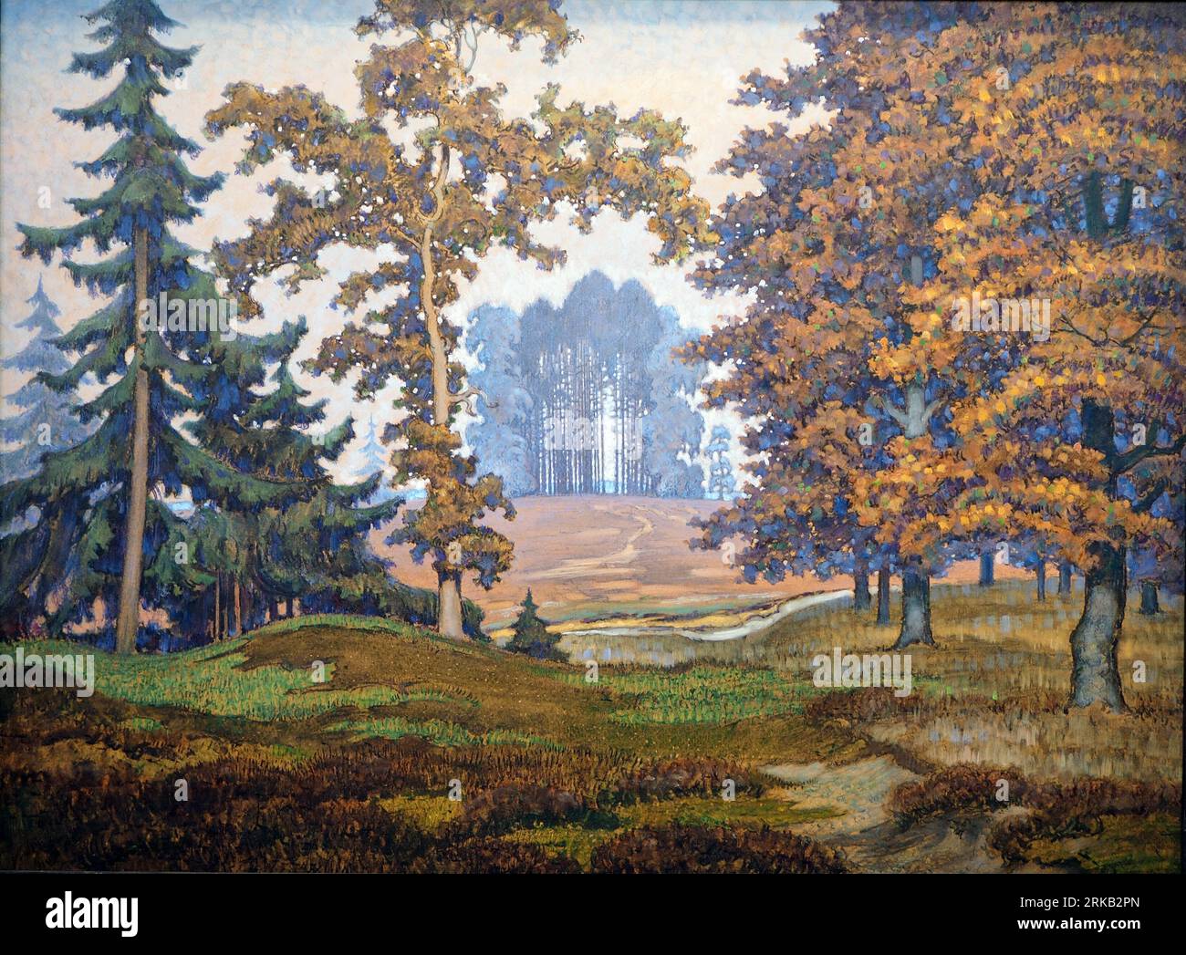 Baumgruppen in der Heide circa 1930 by Albert König Stock Photo