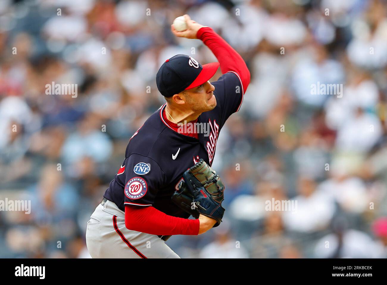 BRONX, NY - AUGUST 24: Patrick Corbin #46 of the Washington Nationals  pitches during the Major League Baseball game against theNew York Yankees  on August 24, 2023 at Yankee Stadium in the