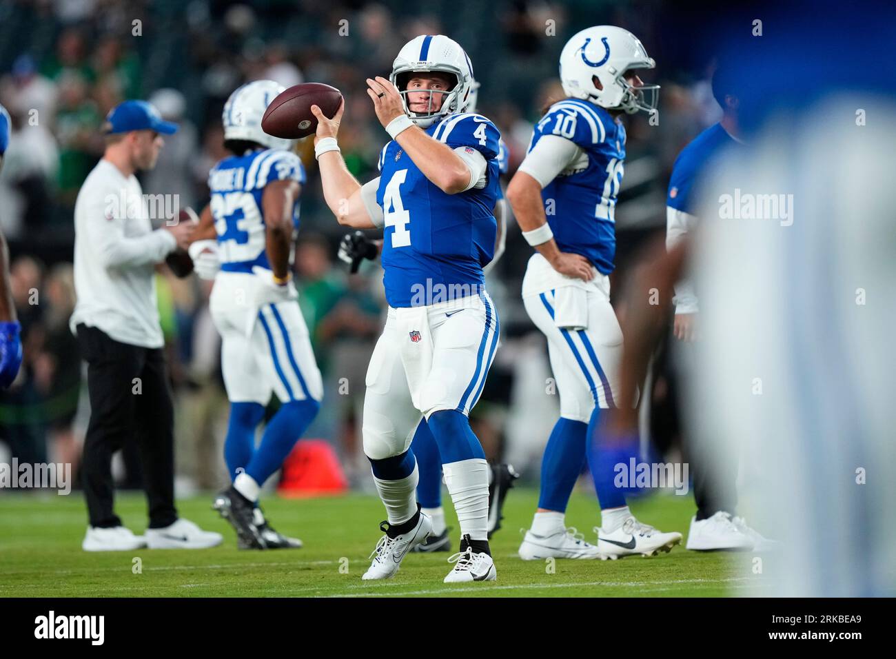 Indianapolis Colts quarterback Sam Ehlinger (4) plays against the