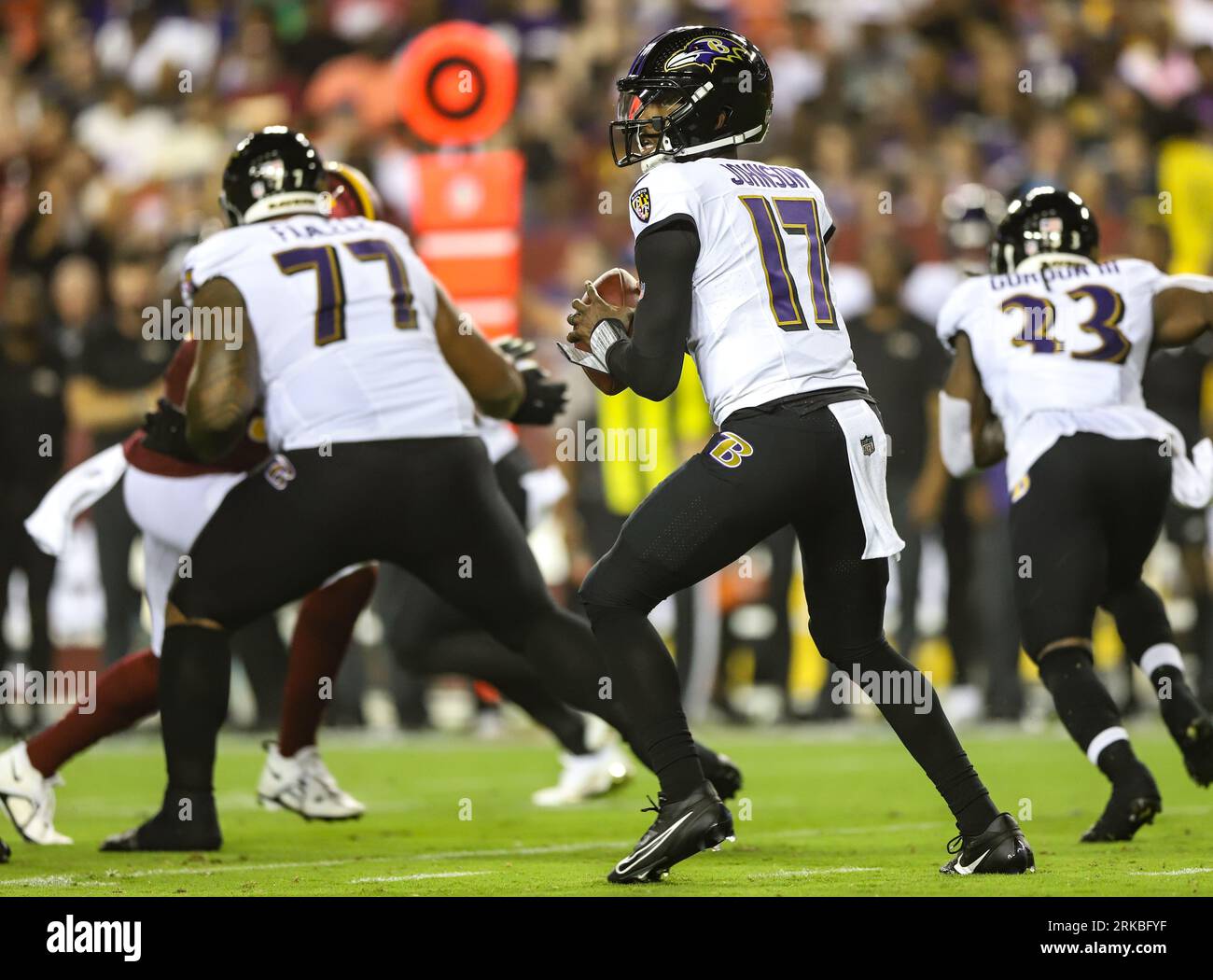 Baltimore Ravens quarterback Josh Johnson (17) passes against the