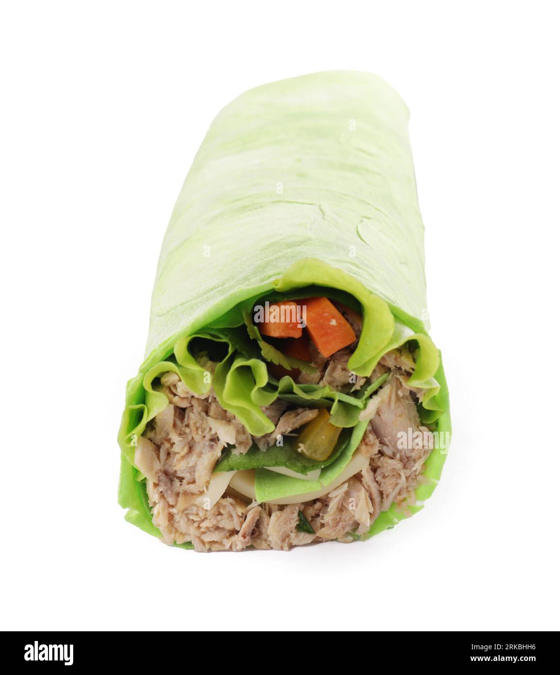 Delicious tortilla wrap with tuna isolated on white Stock Photo Alamy