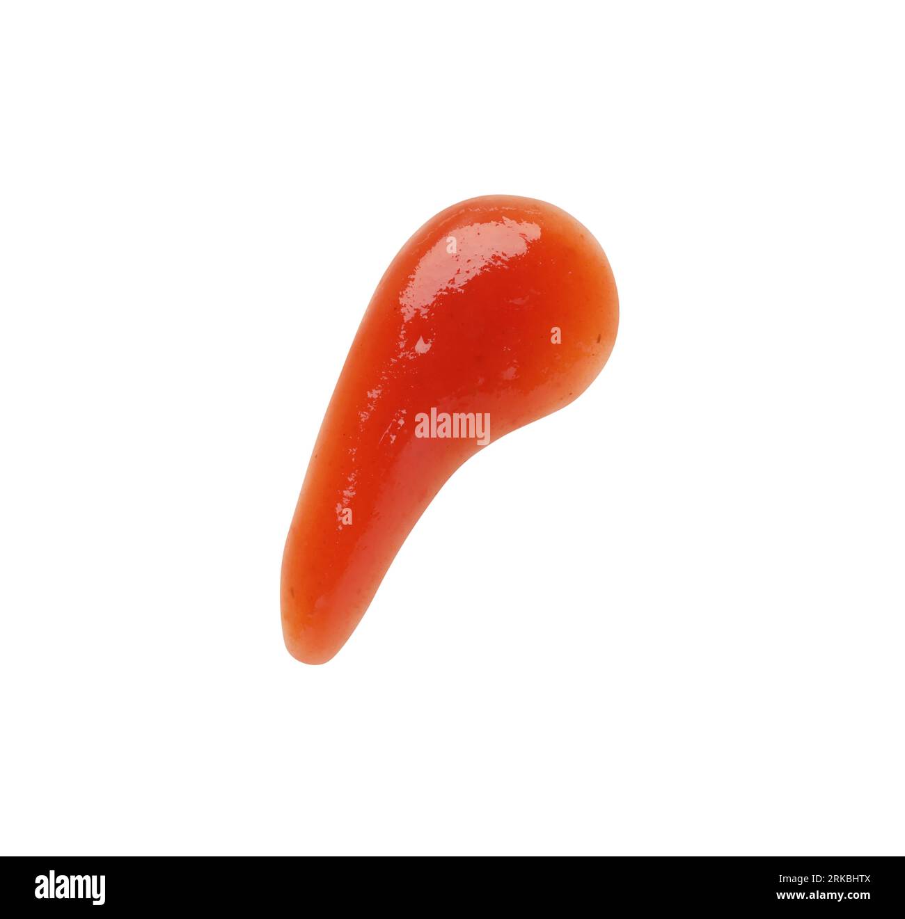 Tasty ketchup isolated on white, top view Stock Photo