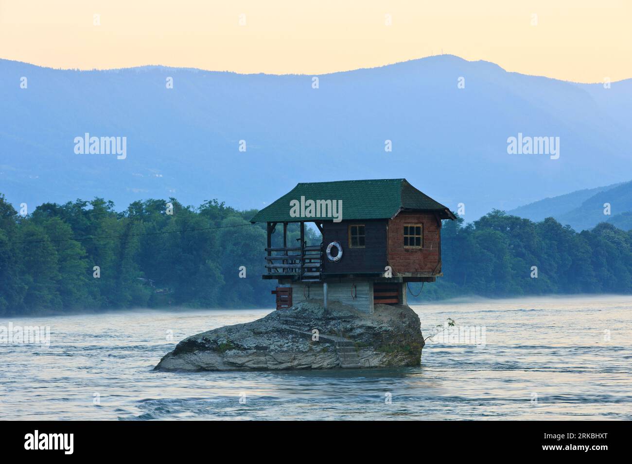 The Drina River House in Bajina Basta, Serbia on a beautiful summer ...