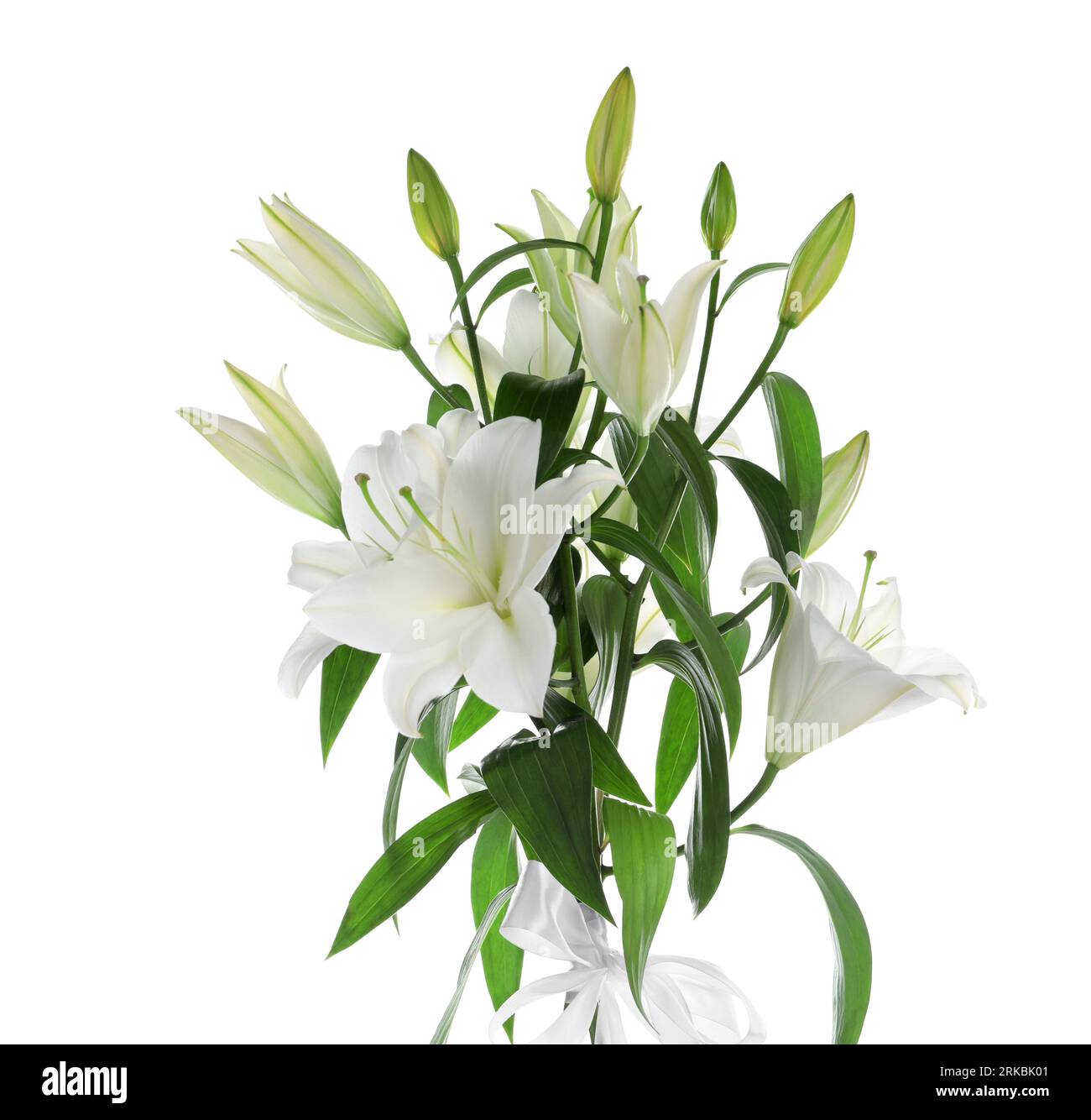 Beautiful bouquet of lily flowers isolated on white Stock Photo - Alamy