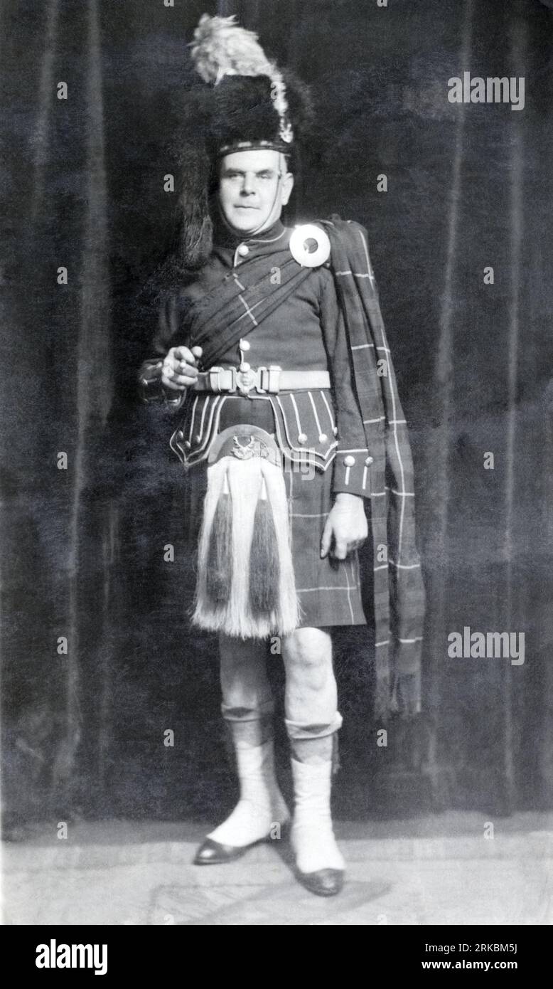 A British infantryman of the Seaforth Highlanders in dress uniform c. early 1900s. Stock Photo