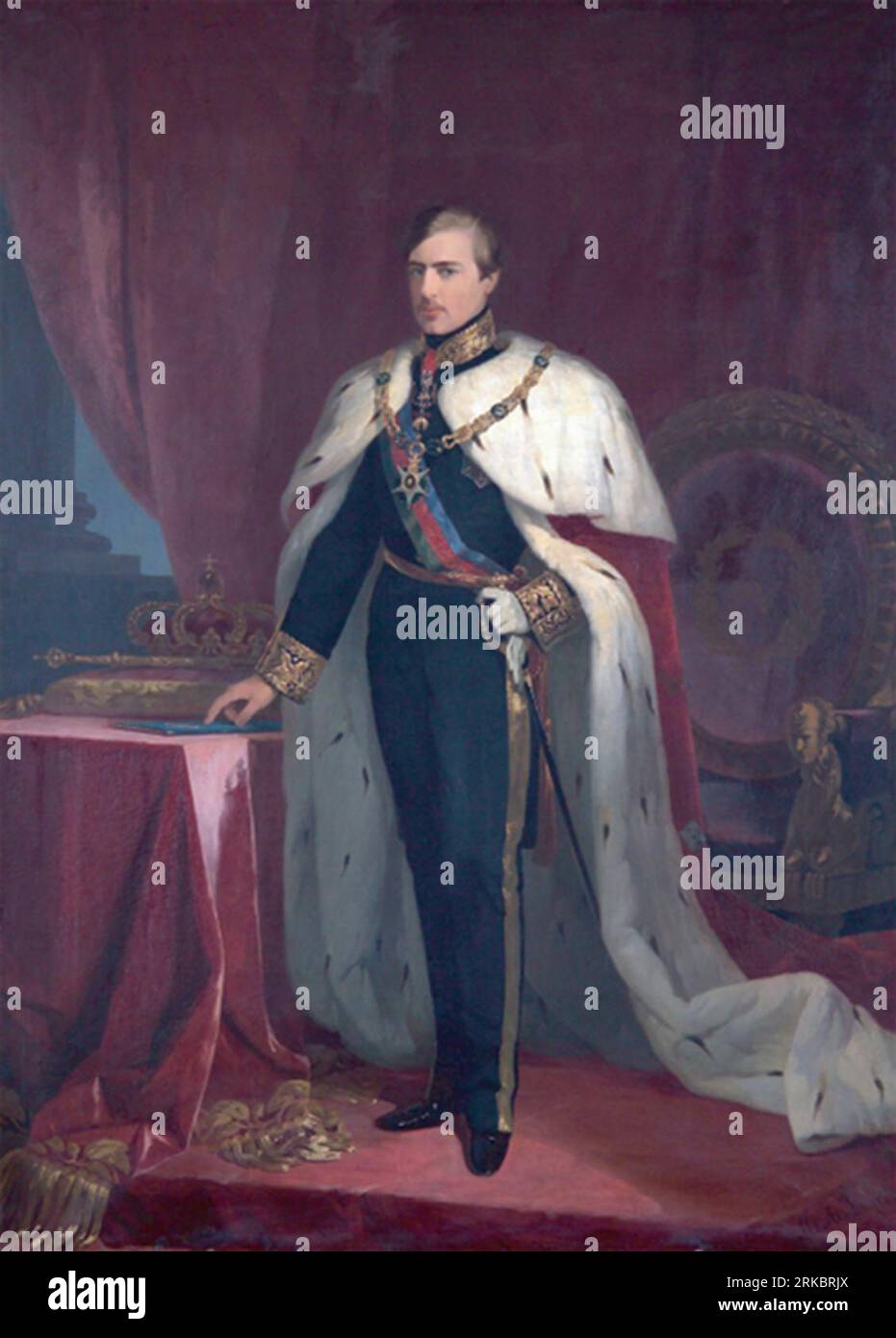 Portrait of Pedro V of Portugal (1837-1861) 1860 by Miguel Ângelo Lupi Stock Photo