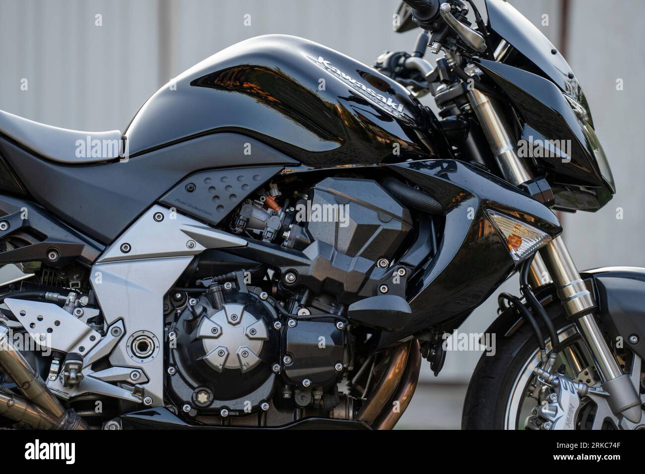 A Kawasaki Z1000 motorcycle, close up selective focus Stock Photo - Alamy