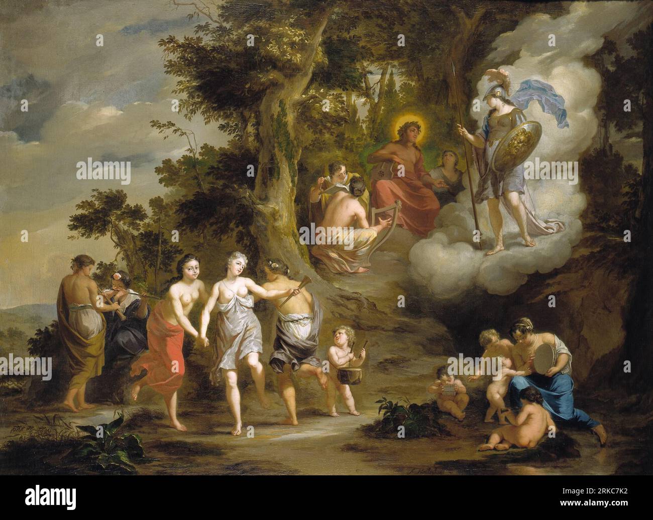 Pallas Athene Visiting Apollo on the Parnassus 1703 by Arnold Houbraken