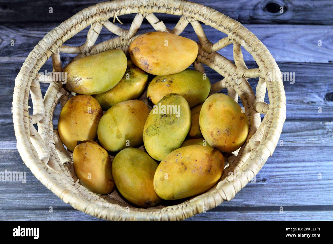 Pile of Egyptian fresh mango fruit with tropical delicacy, mangoes are