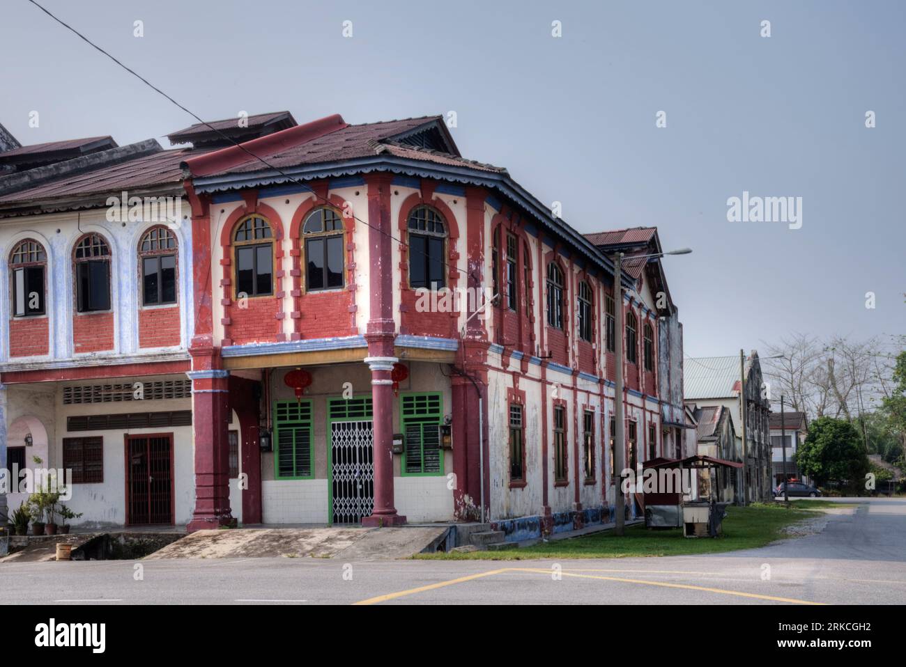 scene of the architectural structure of the deserted colonial building ...