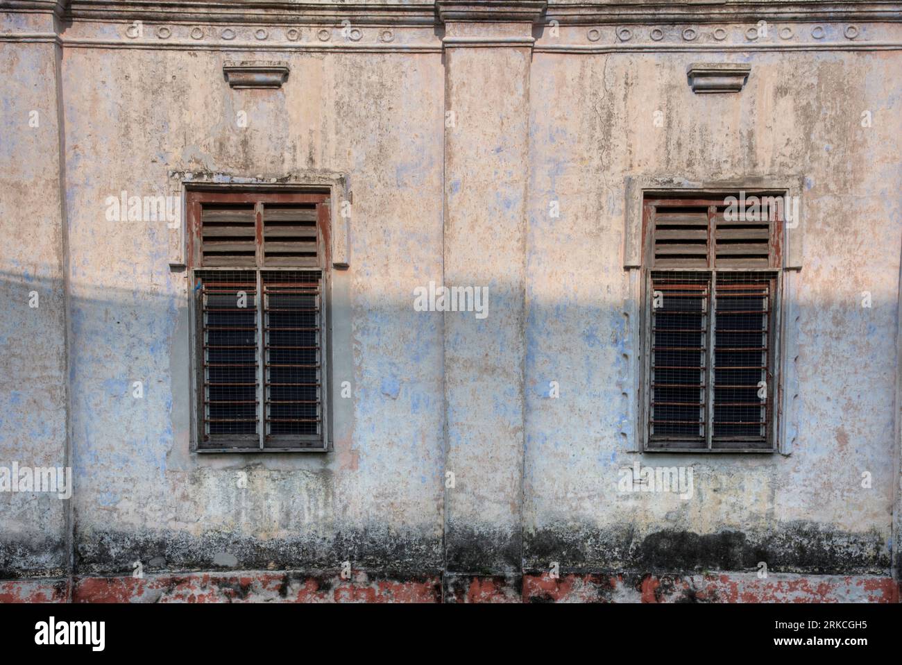 scene of the architectural structure of the deserted colonial building ...