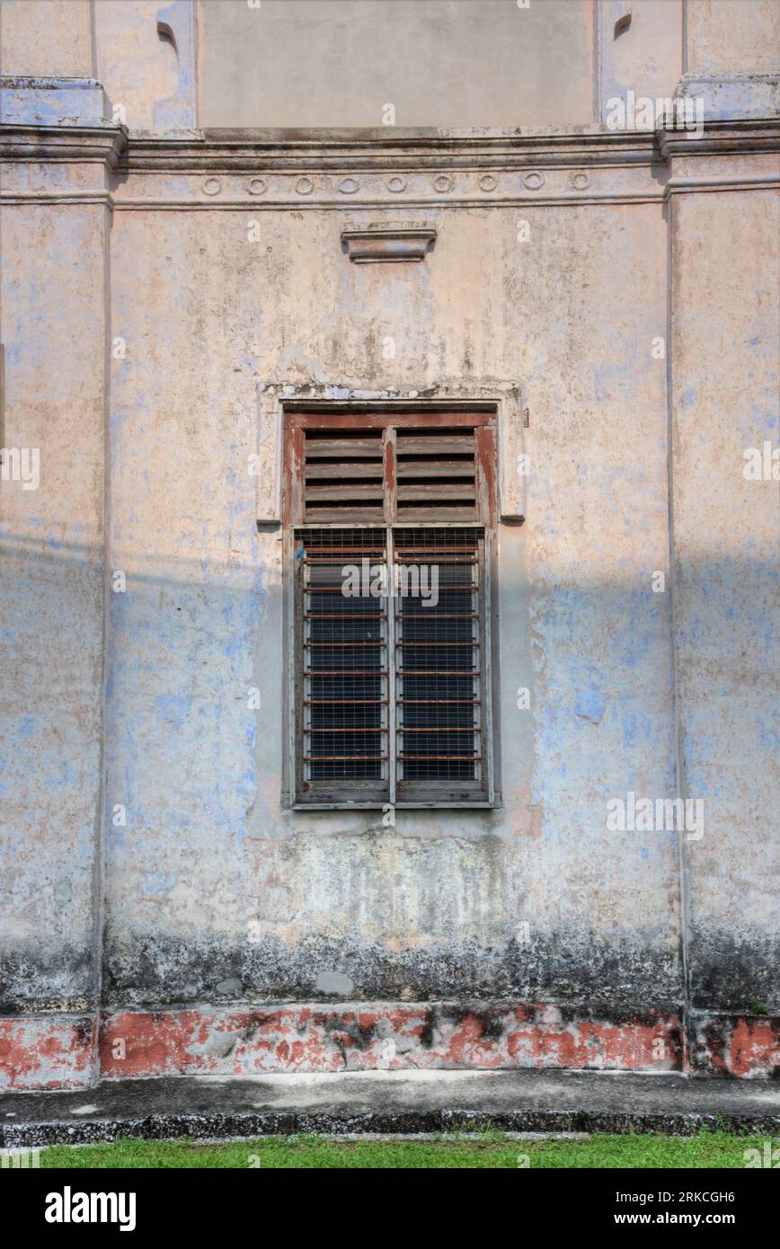 scene of the architectural structure of the deserted colonial building ...