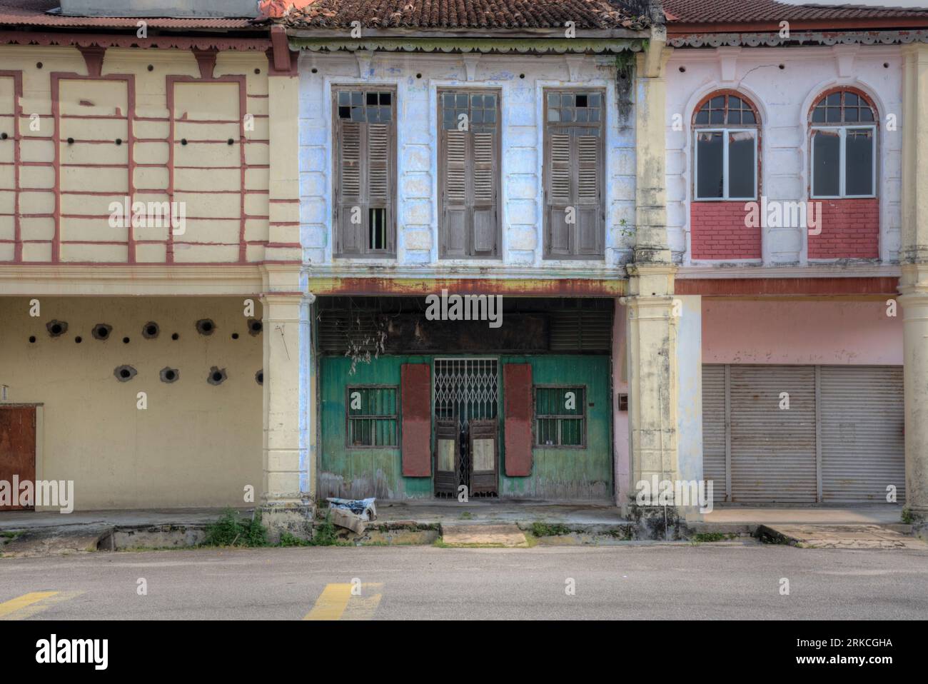 scene of the architectural structure of the deserted colonial building ...