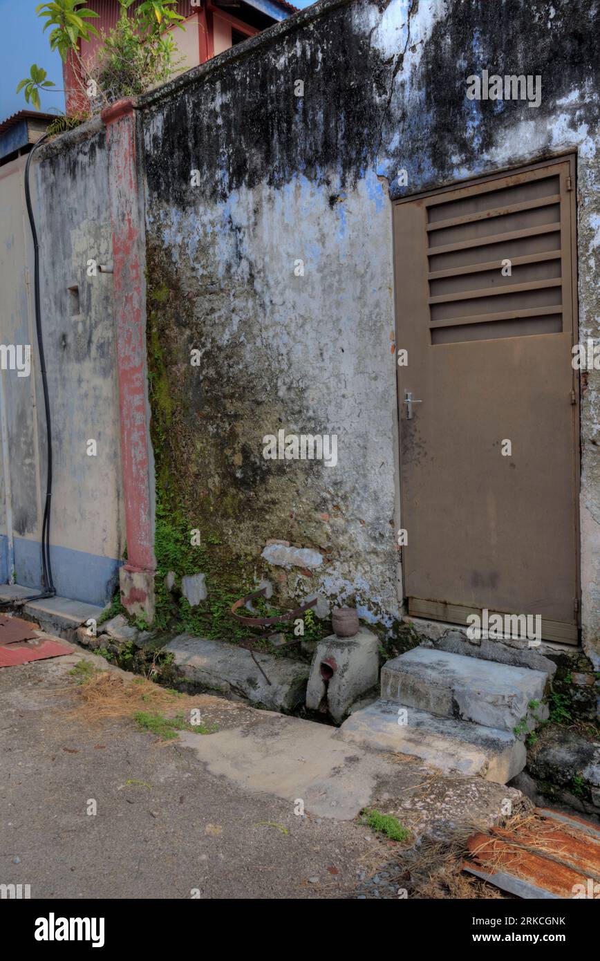 scene of the architectural structure of the deserted colonial building ...
