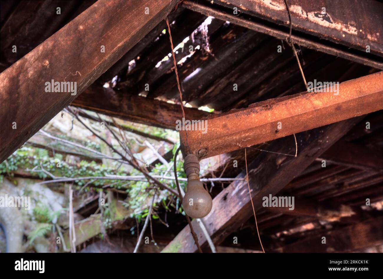 scene of the architectural structure of the deserted colonial building ...