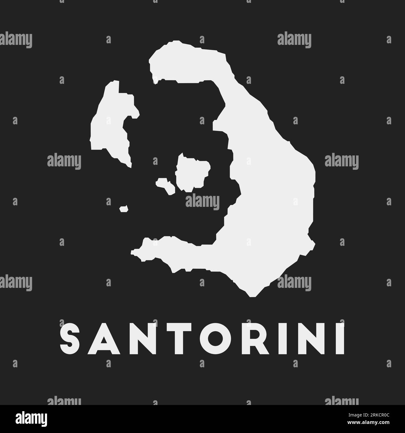 Santorini icon. Island map on dark background. Stylish Santorini map with island name. Vector illustration. Stock Vector
