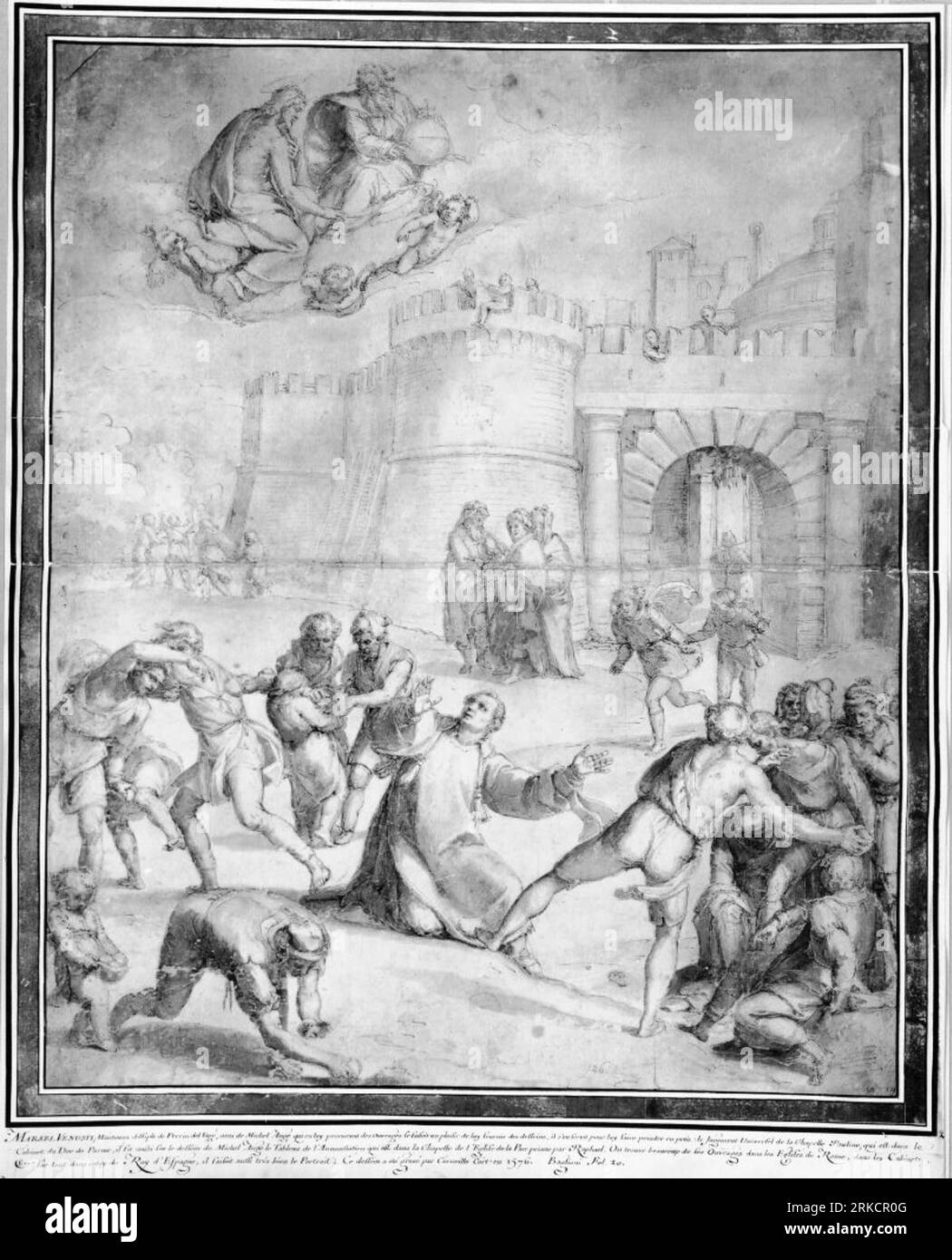 The stoning of St. Stephen by Marcello Venusti Stock Photo