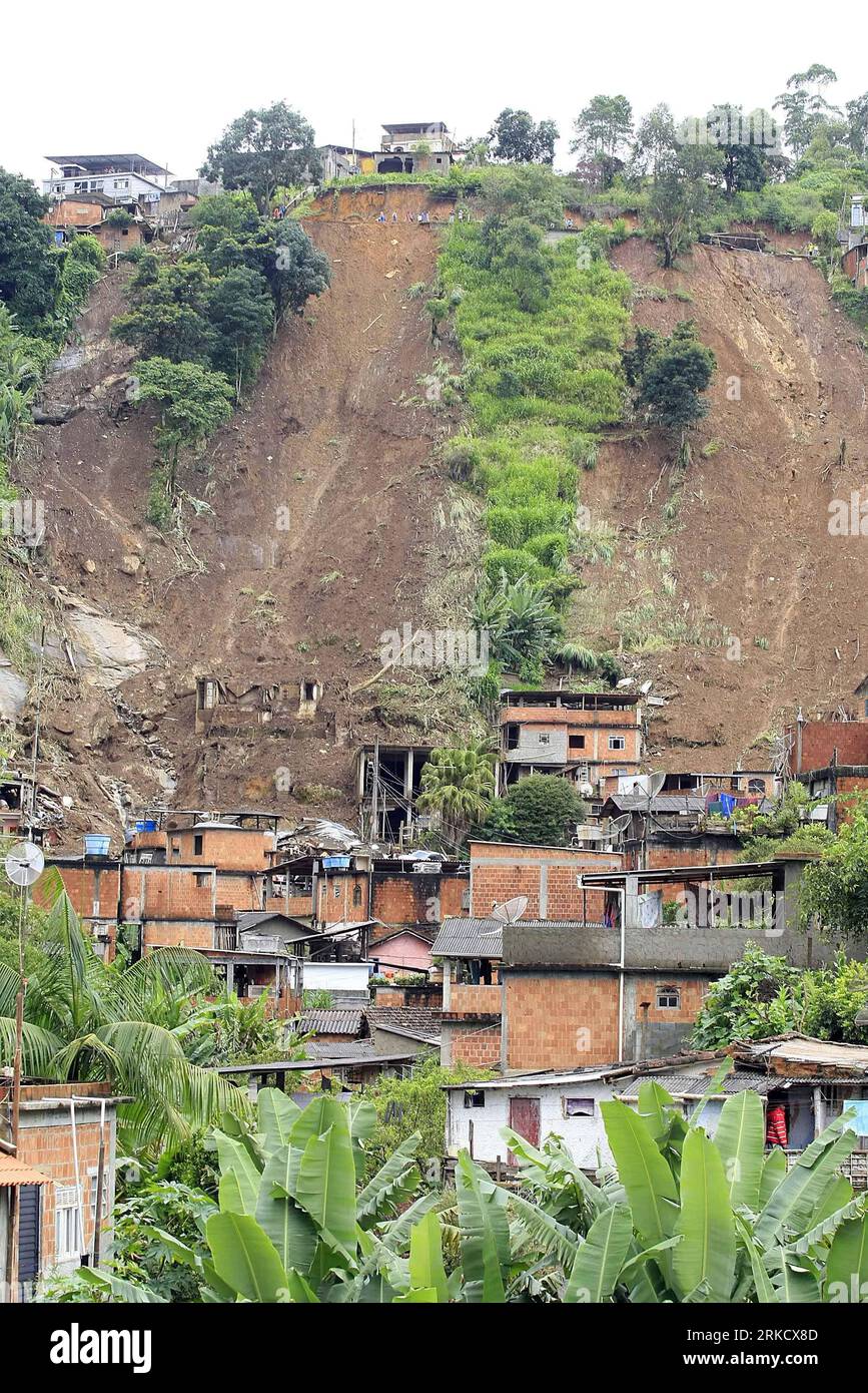 Bildnummer: 54821603  Datum: 15.01.2011  Copyright: imago/Xinhua (110115) -- NOVA FRIBURGO, Jan. 15, 2011 (Xinhua) -- Destruction caused by landslides are seen in Nova Friburgo, Brazil, Jan. 15, 2011. According to the local government, the death toll caused by this week s heavy rains and mudslide that hit Brazil s Rio de Janeiro state has reached at least 550. (Xinhua/Agencia Estado) (BRAZIL OUT) (wjd) BRAZIL-MUDSLIDE-FLOOD PUBLICATIONxNOTxINxCHN Gesellschaft Naturkatastrophe Flut premiumd kbdig xmk 2011 hoch o0 Erdrutsch, Totale, Gebäude, Wohnhäuser, Zerstörung, Schäden    Bildnummer 54821603 Stock Photo