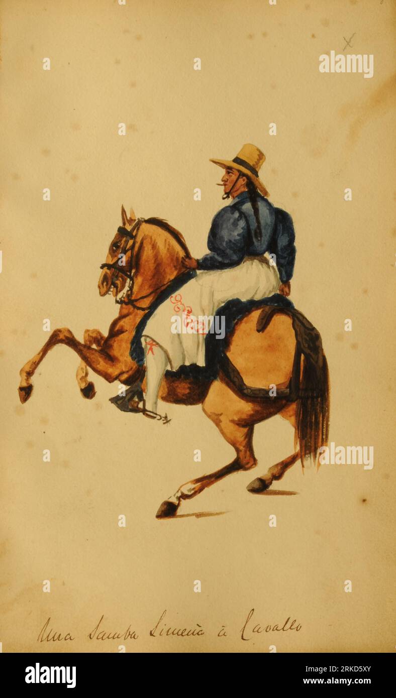 A Lima cowboy between circa 1850 and circa 1860 by Pancho Fierro Stock Photo