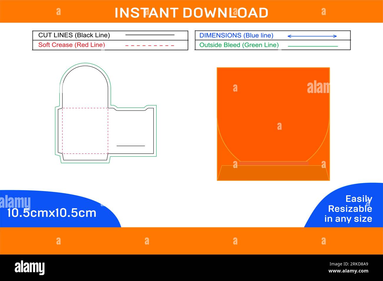 Packaging Custom card envelope die line template and 3D vector envelope design Stock Vector