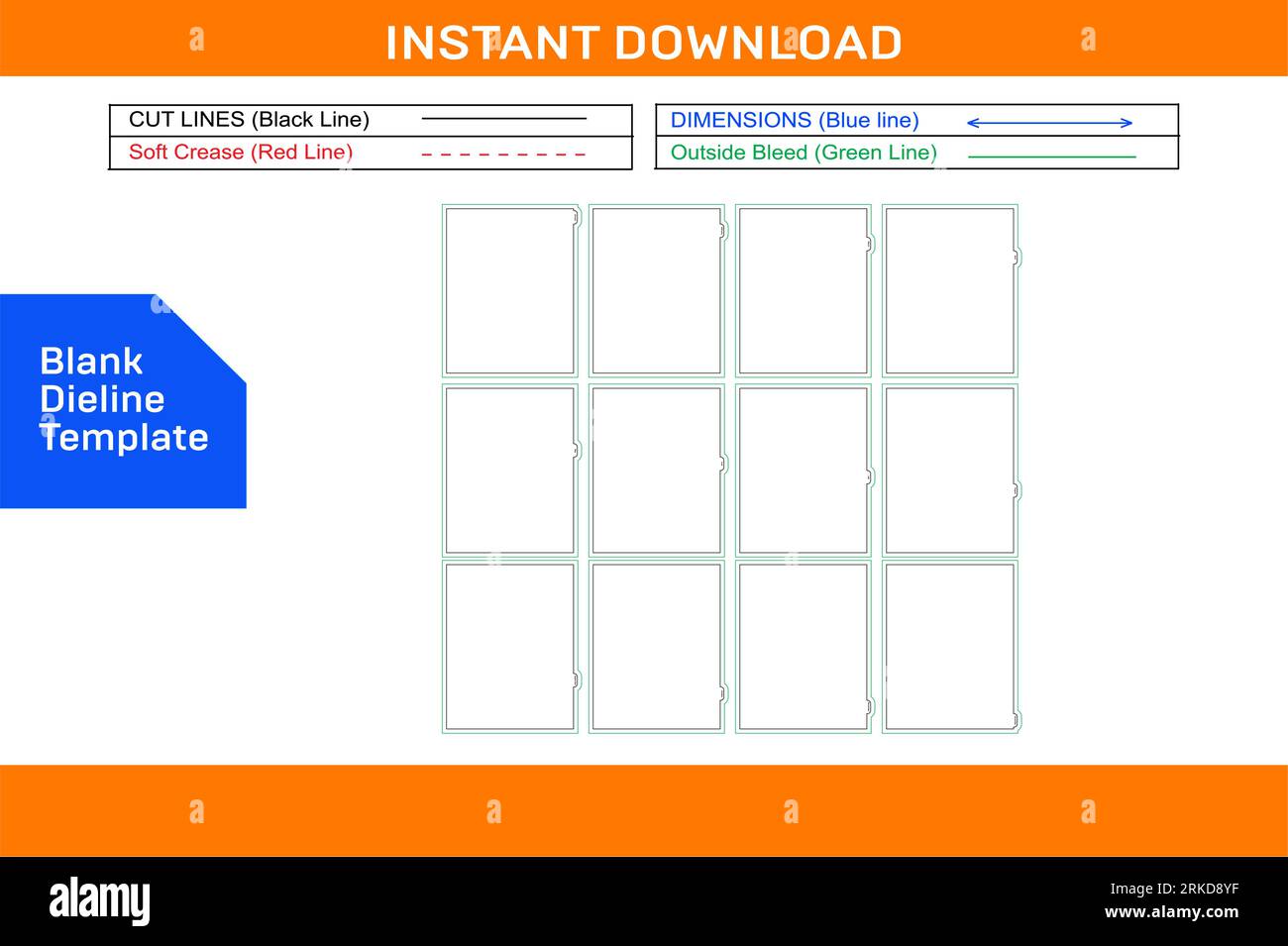 Monthly planner dividers perfect for 8.5 x 11 size paper Blank die line template Stock Vector