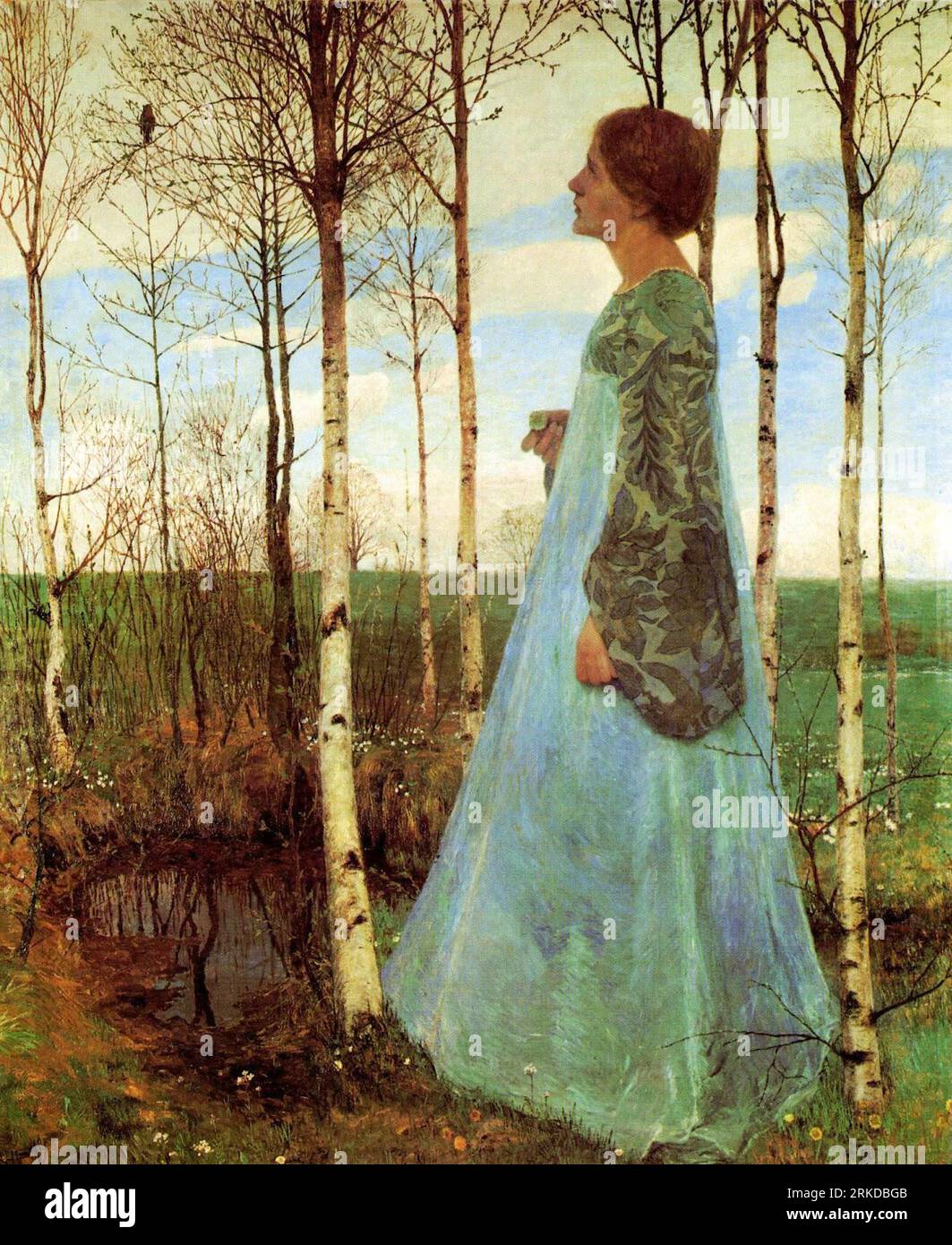 Frühling. (Porträt von Martha Vogeler) 1897 by Heinrich Vogeler Stock Photo