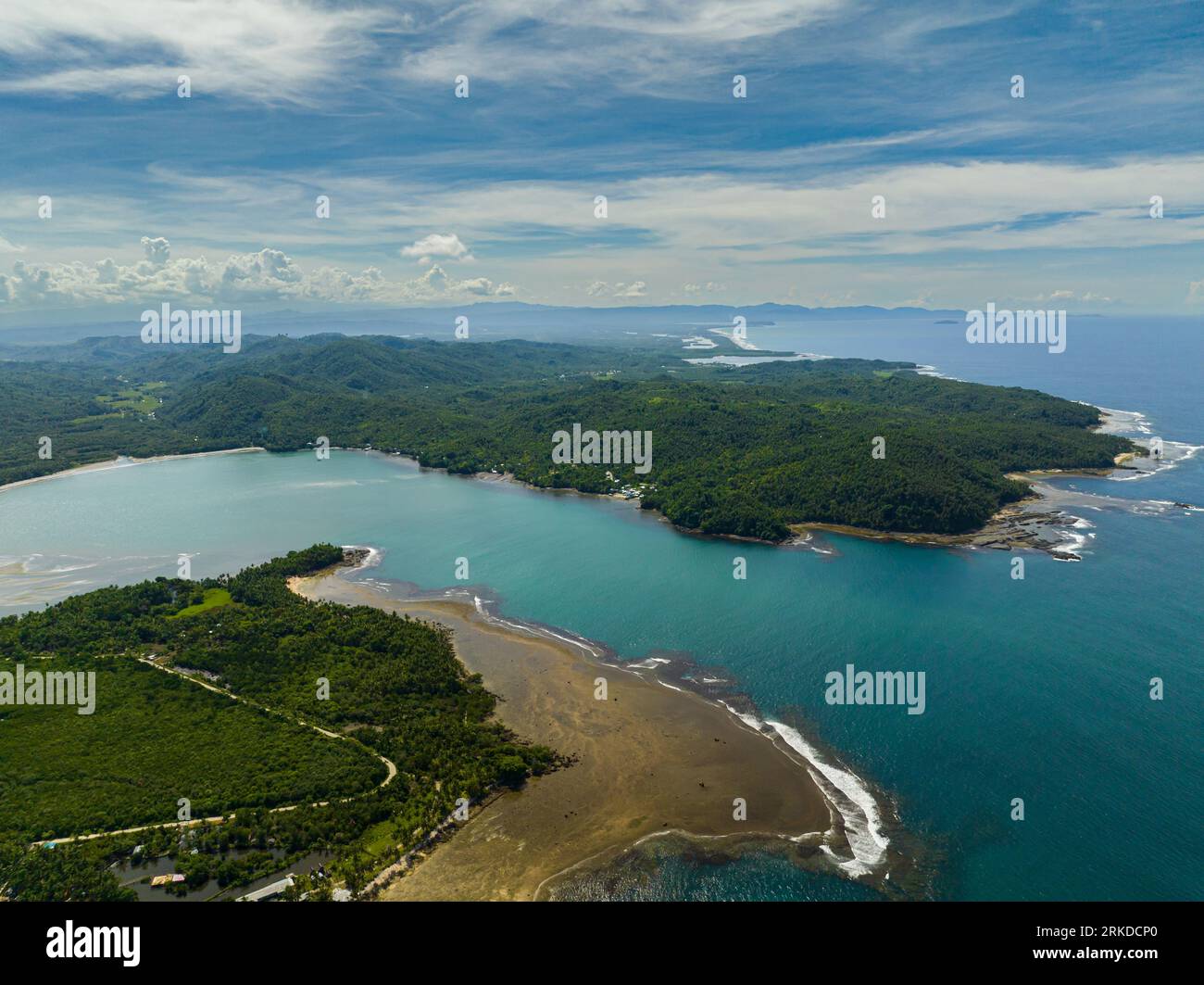 Seascape: Tropical island and the deep blue sea surrounded. Mindanao ...