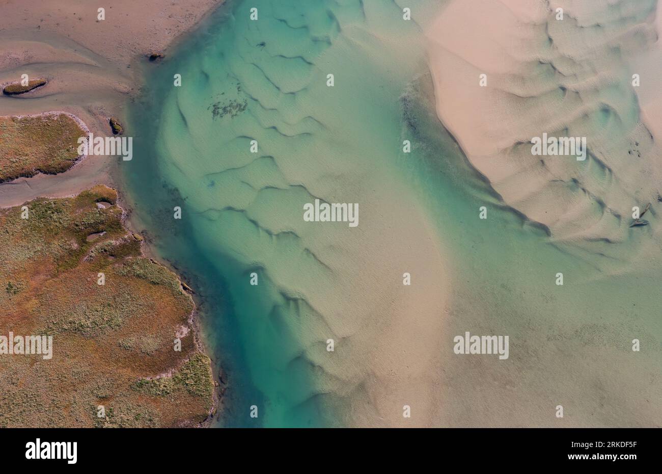 Abstract aerial photograph of Gonubie River mouth and estuary. Stock Photo