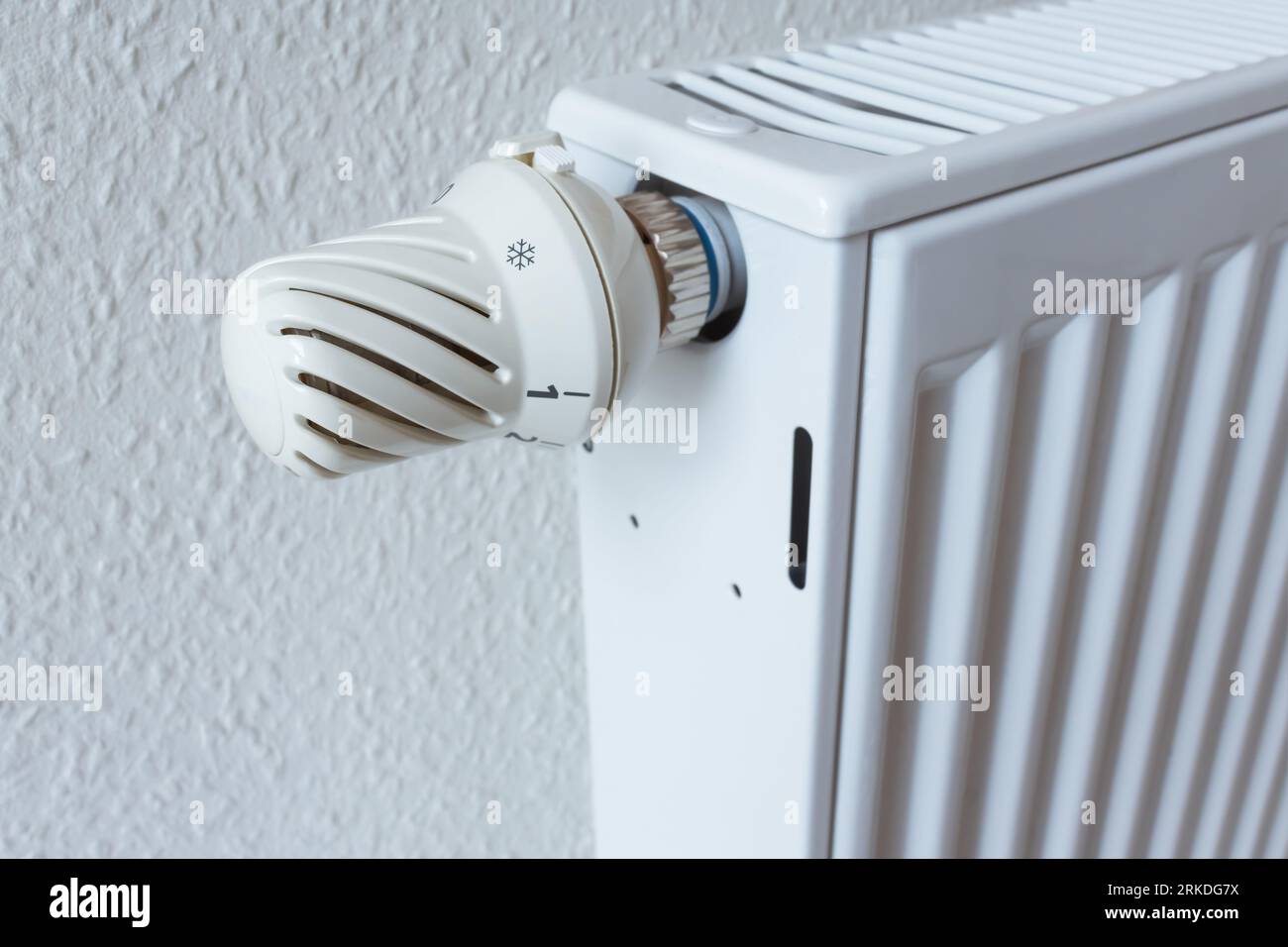 House Radiator Knob Detail of turned off thermostat, temperature knob of heating radiator ...