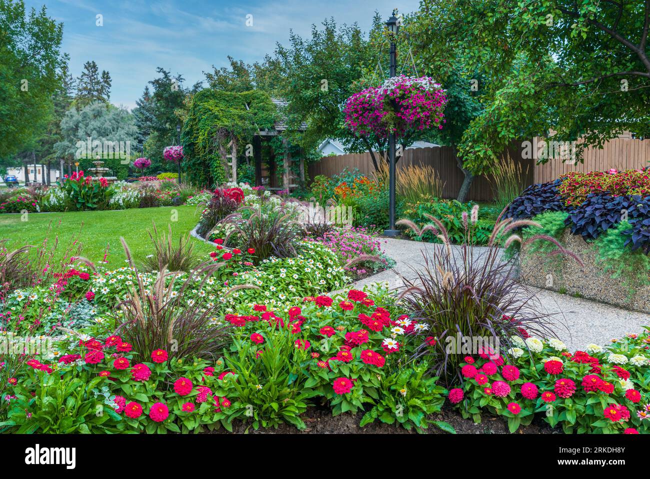 The flower display at the Parkview Gardens, Winkler, Manitoba, Canada. Stock Photo
