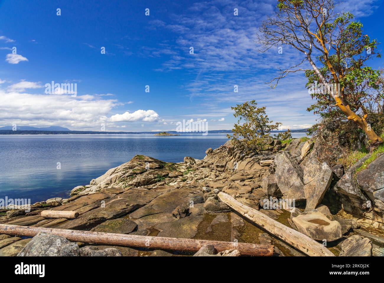A scenic view from Pilkey Point on Thetis Island, Vancouver Island, British Columbia, Canada. Stock Photo