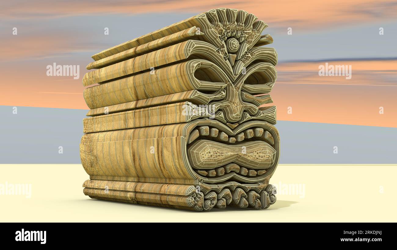 3D Illustration of a Tiki Idol. In Māori mythology, Tiki is the first