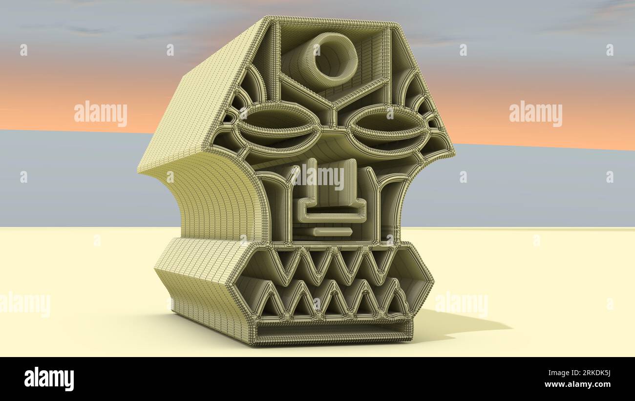 3D Illustration of a Tiki Idol. In Māori mythology, Tiki is the first