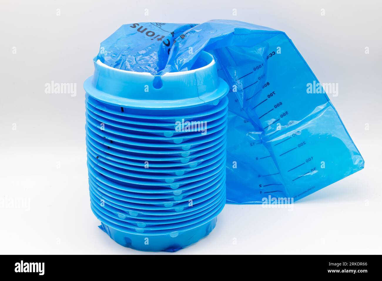 Blue plastic vomit bag isolated on white background Stock Photo Alamy