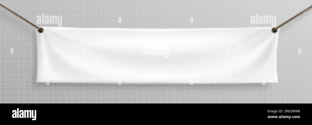 White realistic hang blank fabric horizontal canvas banner sign vector ...