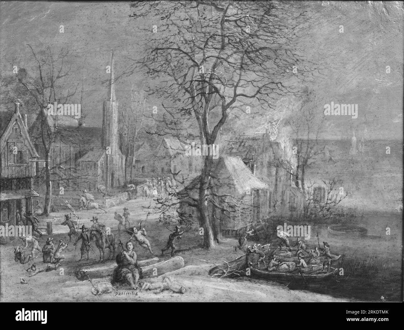 Dutch Town sacked by the Spaniards Unknown date by Daniel van Heil Stock Photo