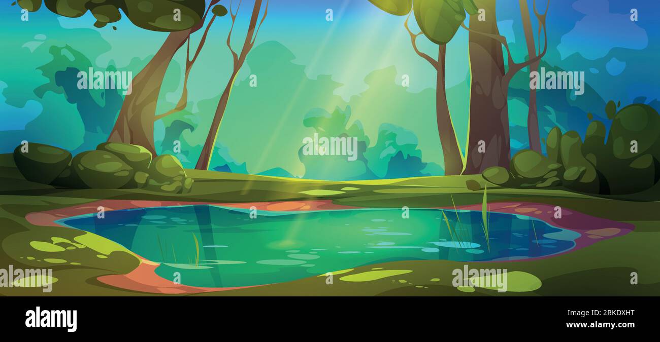 Panoramic landscape lake vegetation Stock Vector Images - Alamy