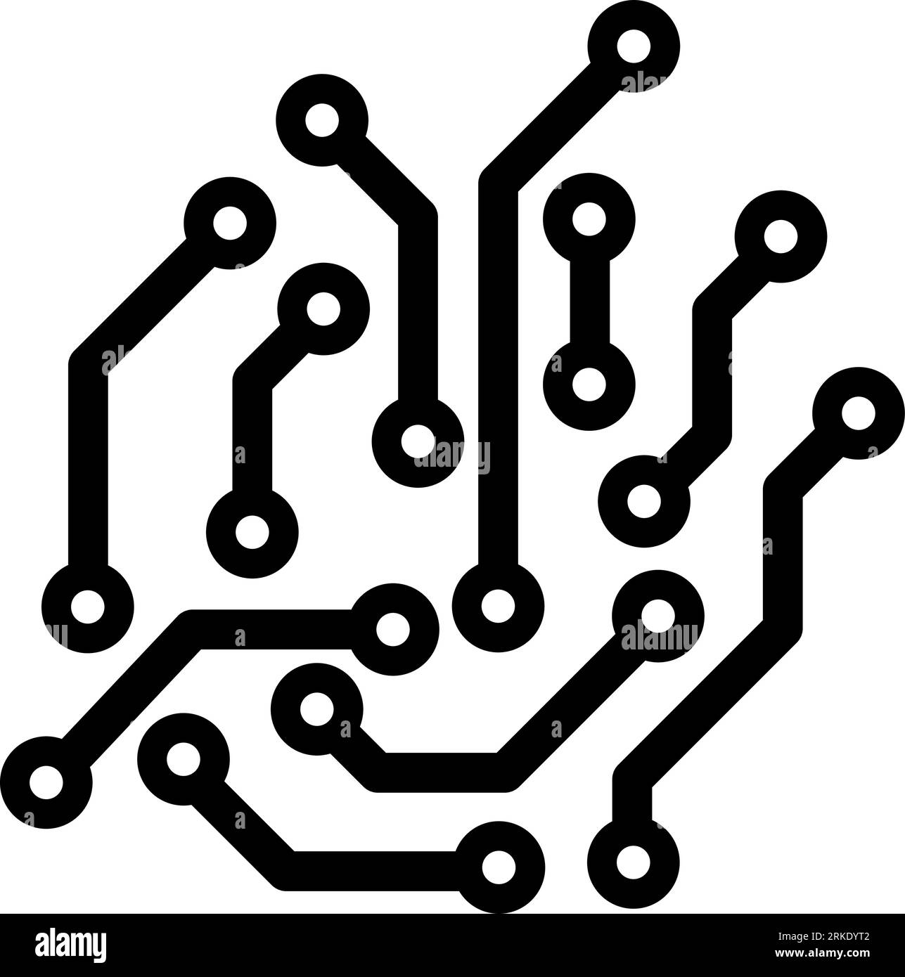 Line icon as concept of circuit or chip Stock Vector
