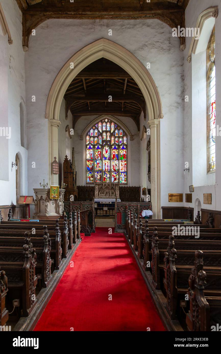 Interior of village parish church of Saint George, Stowlangtoft, Suffolk, England, UK Stock Photo