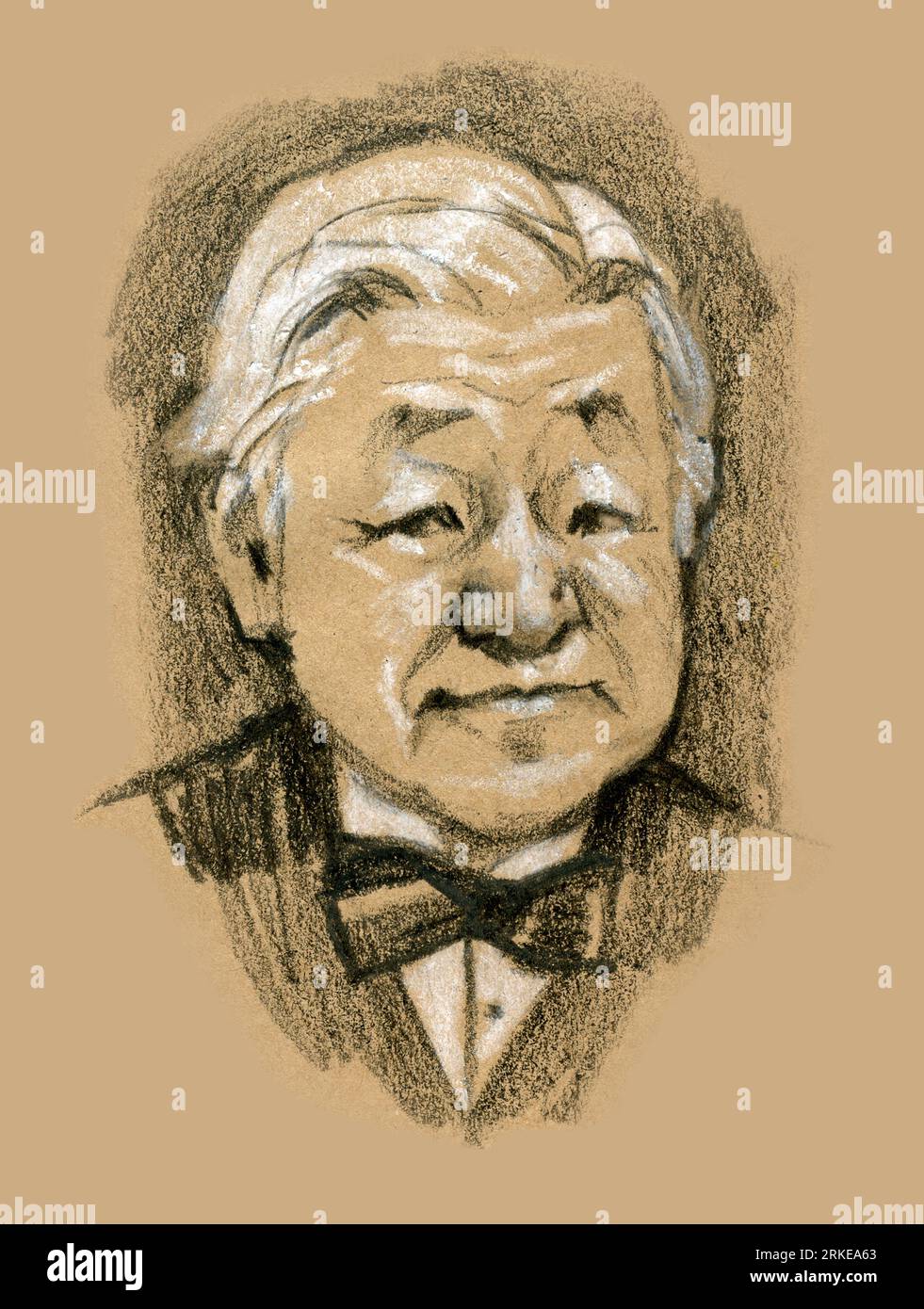 Graphic illustration portrait of Emperor Japan Akihito Stock Photo