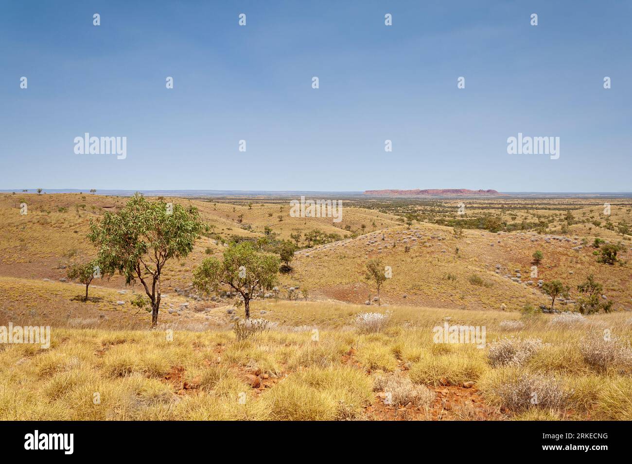 Distant view of Gosses Bluff (Tnorala) meteor, Northern Territory, Australia Stock Photo