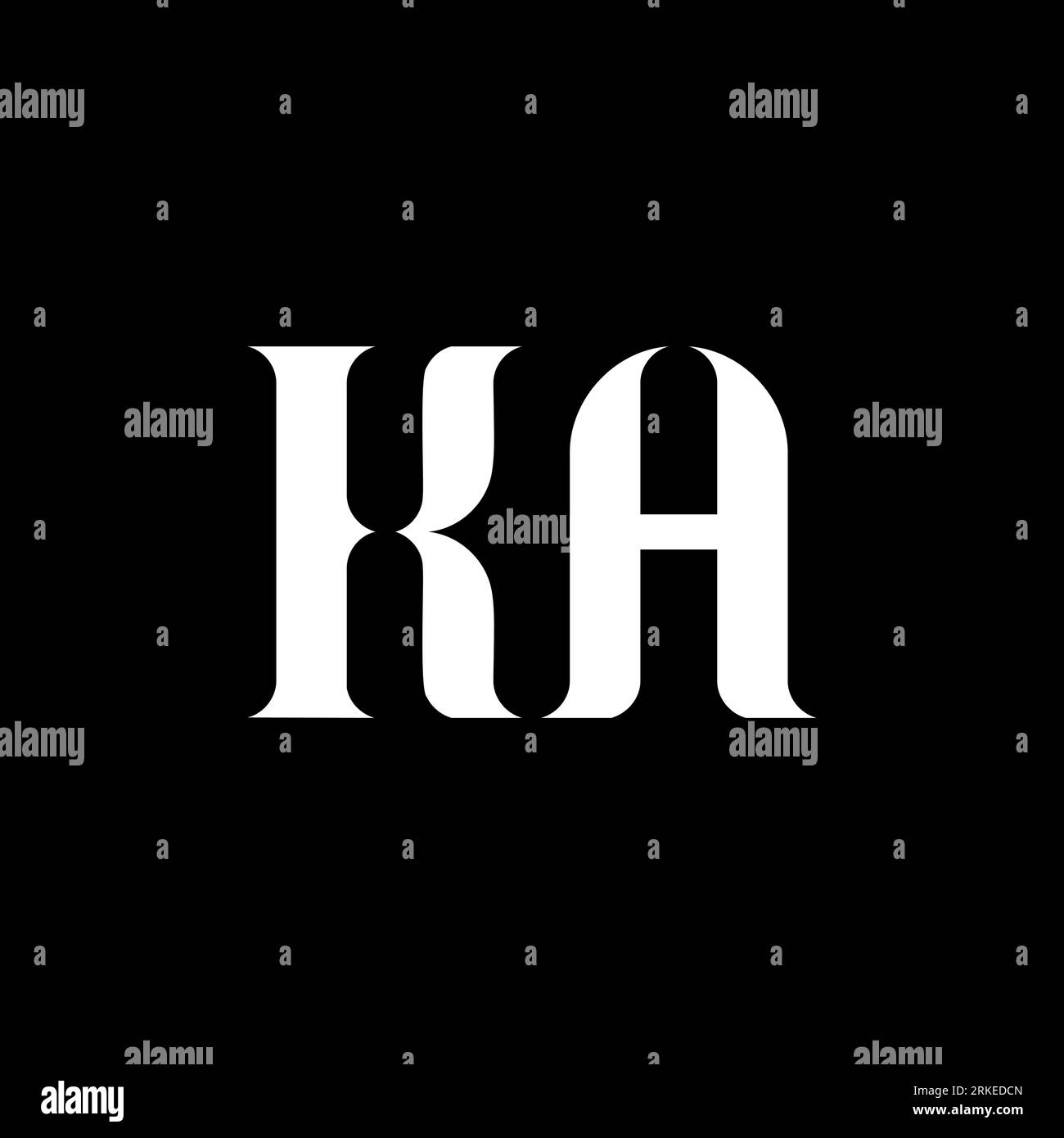KA K A letter logo design. Initial letter KA uppercase monogram logo white color. KA logo, K A design. KA, K A Stock Vector