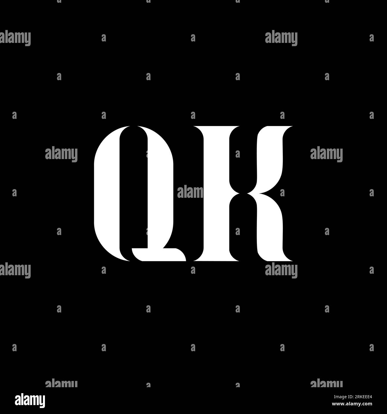 QK Q K letter logo design. Initial letter QK uppercase monogram logo white color. QK logo, Q K design. QK, Q K Stock Vector