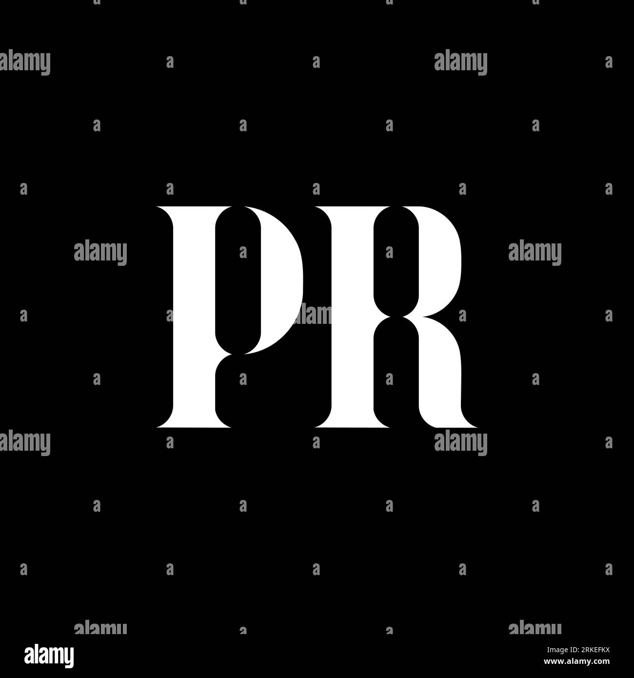 PR P R letter logo design. Initial letter PR uppercase monogram logo white color. PR logo, P R design. PR, P R Stock Vector