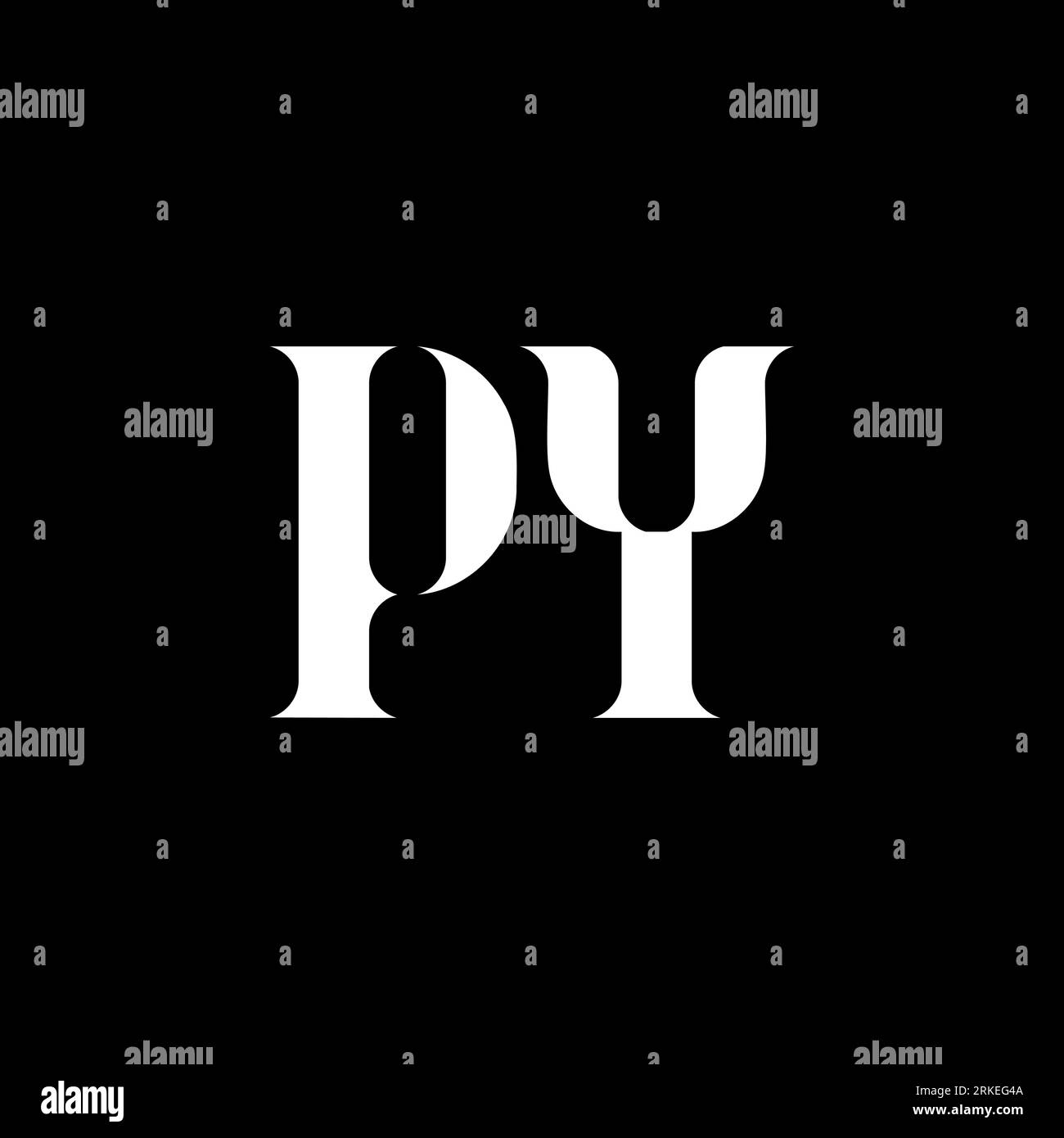 PY P Y letter logo design. Initial letter PY uppercase monogram logo white color. PY logo, P Y design. PY, P Y Stock Vector